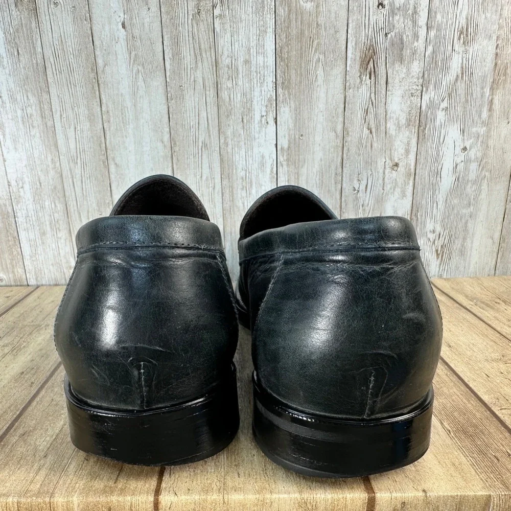 Johnston &‎ Murphy Loafers Mens 9.5 M Grey Leather Square Toe Dress Shoes Italy